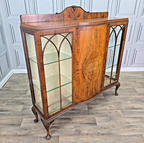 Antique display cabinet walnut - antique,