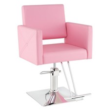 COSTWAY 360¡« Swivel Barber Chair for Hair Salon W/ Electroplating Base-Pink