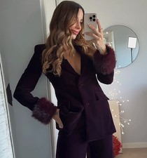 ZARA : Faux Fur Cuff Velvet Blazer : 9760/816 | *UK Buyers No Import Fees* |