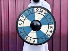 Medieval Wooden Vegvisir Authentic Battle-Worn Viking Shield Valhalla Cosplay