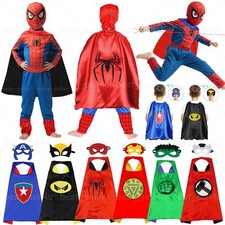 The Amazing SpiderMan Cosplay Kids Costume Boys Outfit Jumpsuit Fancy Dress Cape
