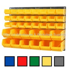 NEW UK Made Plastic Parts Storage Bins Boxes With Steel Wall Louvre Panel  SET 9