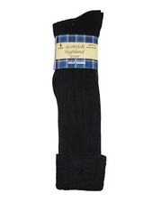 3 Pairs Of Black Men's Traditional 65% Wool Blend Long Hose Kilt Socks UK: 6-11