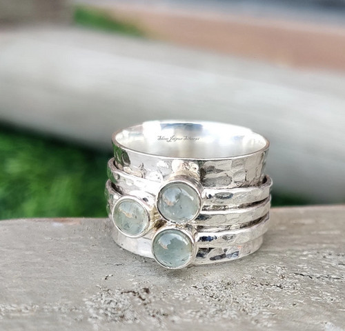 Aquamarine spinner ring solid - aquamarine,
