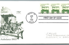 First Day Issue1985-TRANSPORTATION SERIES Ambulance 1860s 8.3 USA-pB313