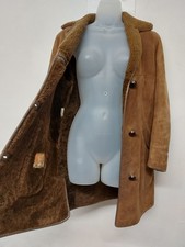 Vintage Nurseys Brown 100% Genuine Sheepskin Shearling Coat Size 12 Mid Length 