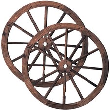 2pcs Retro Wooden Wagon Wheel Decor Wall Hanging Wood Wheel Decor