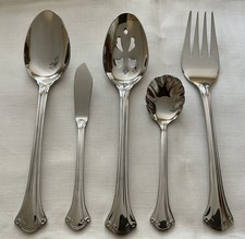 WALLACE 5 Pc Hostess Set RESPLENDENCE 18/10 STAINLESS Serving Spoons Fork Sugar