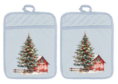 Christmas farm barn tree - farm,