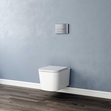 Rimless Square Wall Hung Toilet WC pan UF Soft Close Seat Modern Bathroom White