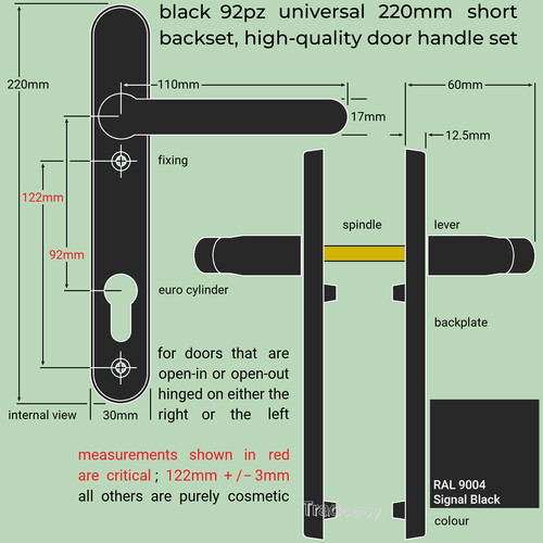 Black door handles - black, for