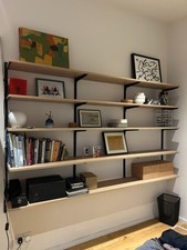 Oak wall mounted shelving unit - mounted,