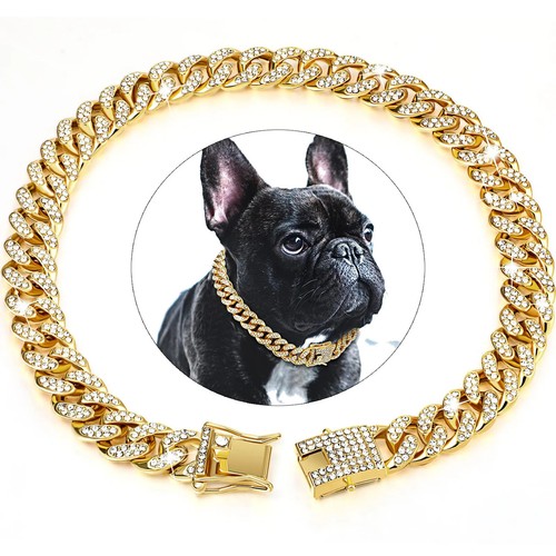Shiny gold plated dog collars - plated,