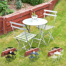 Bistro Table & Chairs Set Patio Finish Garden Foldable Metal 3PCS Outdoor