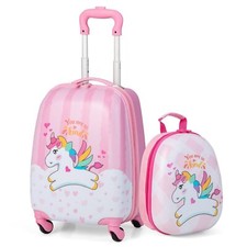 2PCS ABS Kids Luggage Set 12'' Backpack 16'' Suitcase Children Girls Travel