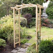 Wooden Garden Arch Classic Pergola Dome Top with Side Trellis 134 x 220cm