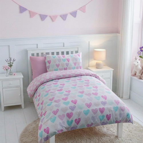 Kids pink hearts duvet cover - kids,
