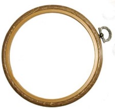 8 " Round Plastic Flexi Hoop - Woodgrain Effect, sewing hoop