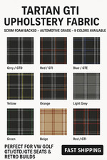 VW Golf GTI / GT Tartan Upholstery Fabric with Scrim Foam Backing Multiple Col