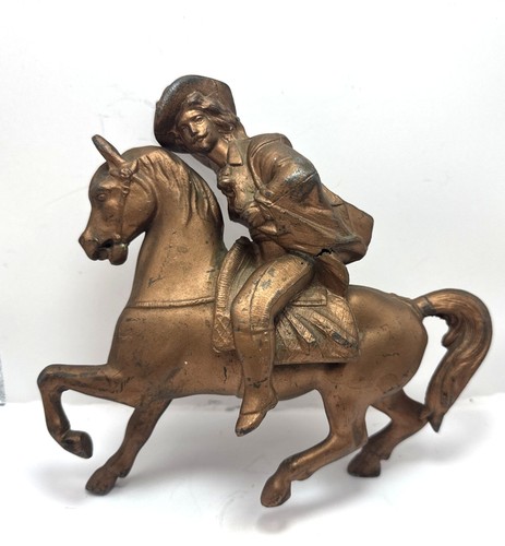 Spelter cowboy rearing - cowboy, horse