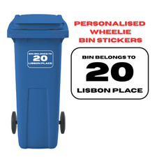 Wheelie Bin Stickers Custom Address and Road Street Name Stickers - Any Colour