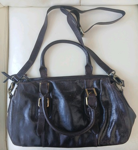 Brown leather handbag - brown,