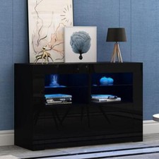 Modern TV Unit Cabinet Stand Matt Body & High Gloss Door with RGB LED Lights