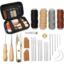 28Pcs Leather Sewing Kit Hand Stitching Craft Tools Kit Waxed Thread Needles DIY