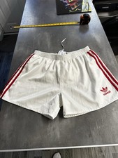 Retro adidas shiny nylon shorts White Red Medium Football Sprinter Vintage