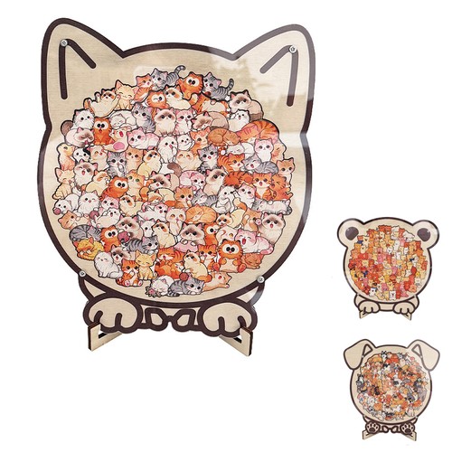 Cat shaped puzzle - cat, bear