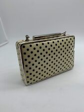 L.K. Bennett dotty clutch bag box chain shoulder strap cream pattern print