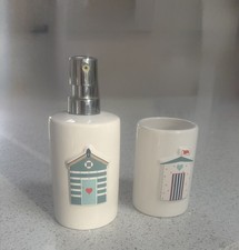 Beach Hut soap dispenser and toothbrush holder set