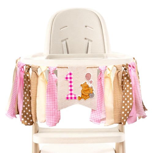 Pink one high chair - one, banner