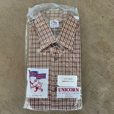 Vintage Men’s Shirt Unicorn British Long Sleeve 15”-15.5” Dead stock Skinhead