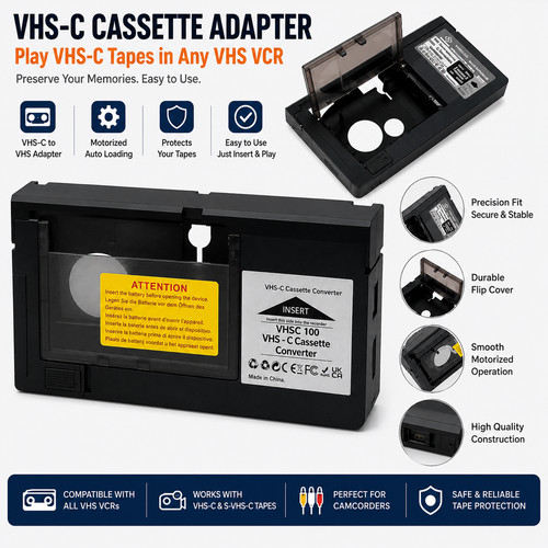 Cassette adapter for vhs vcr - vhs,