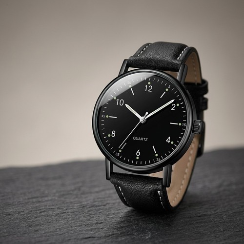 Mens slim black - dial, watch
