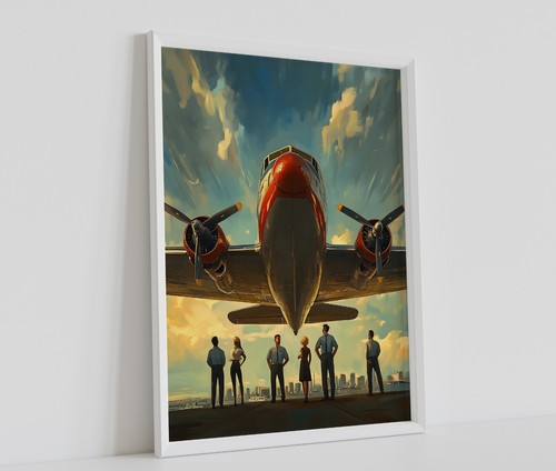 Retro aeroplane jet art - art, flying