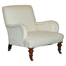 ANTIQUE VICTORIAN HOWARD & SON'S BRIDGEWATER STYLE ARMCHAIR NICELY SCULPTED ARMS