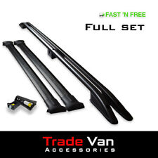 VW T5 & T6 LWB BLACK AERO PRO ROOF RACK SET WITH LOAD STOPS 2003+