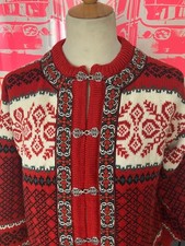 DALE OF NORWAY VTG TRADITIONAL NORDIC CARDIGAN RED LARGE