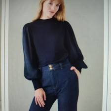 L.K. BENNETT Erica Knit Top New with tags Medium Navy RRP£279