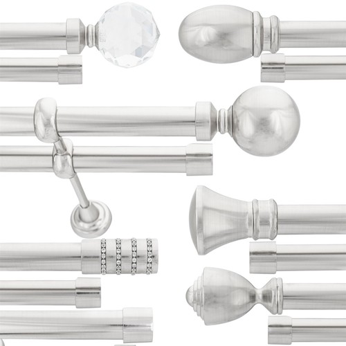 Double metal curtain pole set - metal,