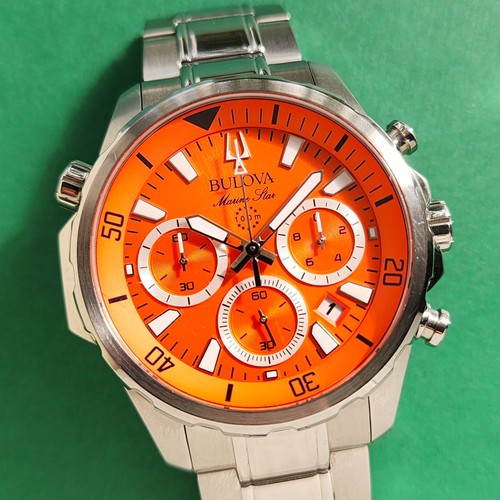 Bulova chronograph orange dial - bulova,