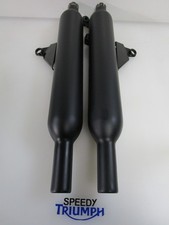 TRIUMPH BONNEVILLE T120 MATT BLACK EXHAUSTS LEFT & RIGHT HAND T2204525 T2204526