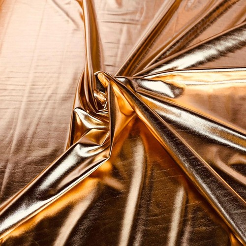 Gold shiny metallic lycra - gold,