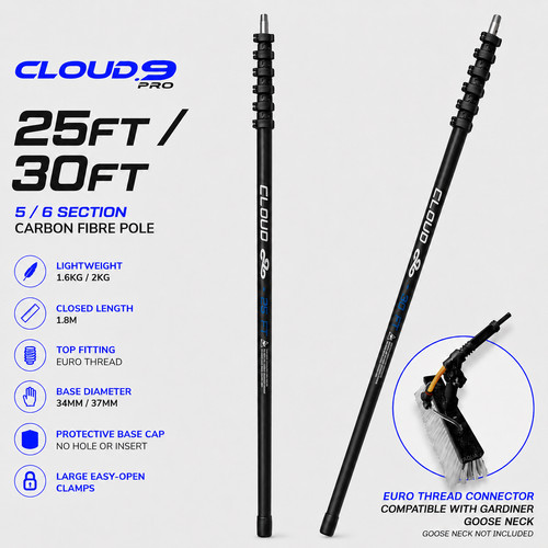 Carbon fiber water fed - fed, pole
