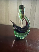 murano green purple hand blown