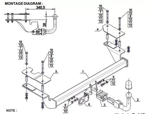 Detachable tow bar for - bar,
