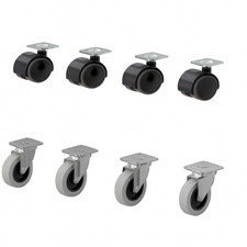 Set Of 4 IKEA RILL & ALEX Castors 50mm Swivel Furniture Wheels Grey or Black
