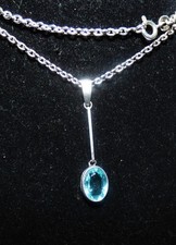 ANTIQUE ART DECO CHARLES HORNER SILVER & TOPAZ PASTE DROP PENDANT NECKLACE 1920S